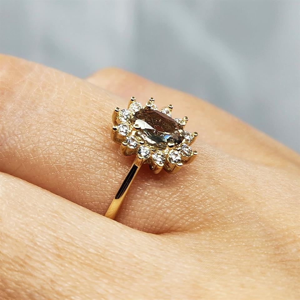 FasekGoldGÜMÜŞ1,05CT Sultanayt 0,30CT Pırlanta(Signty) Taşlı Anturajlı Vintage Tasarım Modern 925 Ayar Gümüş Yüzük