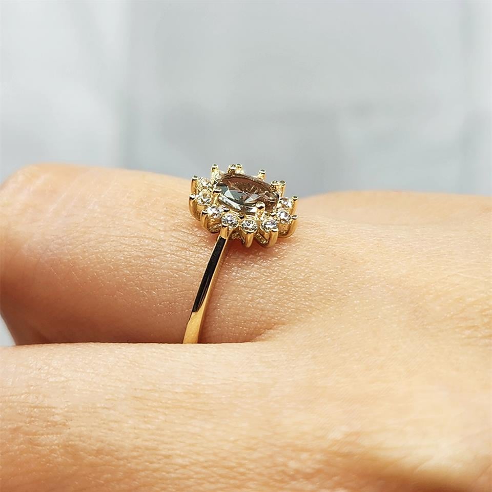 FasekGoldGÜMÜŞ1,05CT Sultanayt 0,30CT Pırlanta(Signty) Taşlı Anturajlı Vintage Tasarım Modern 925 Ayar Gümüş Yüzük