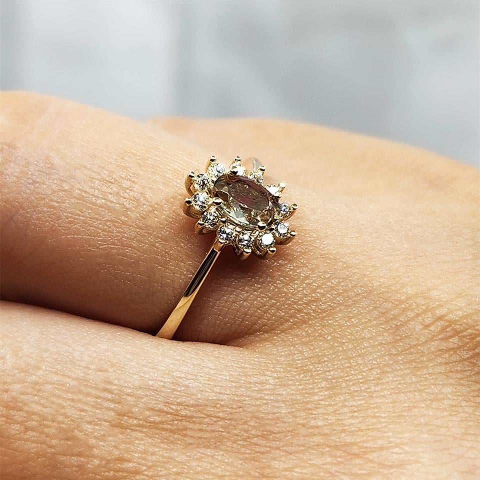 FasekGoldGÜMÜŞ1,05CT Sultanayt 0,30CT Pırlanta(Signty) Taşlı Anturajlı Vintage Tasarım Modern 925 Ayar Gümüş Yüzük