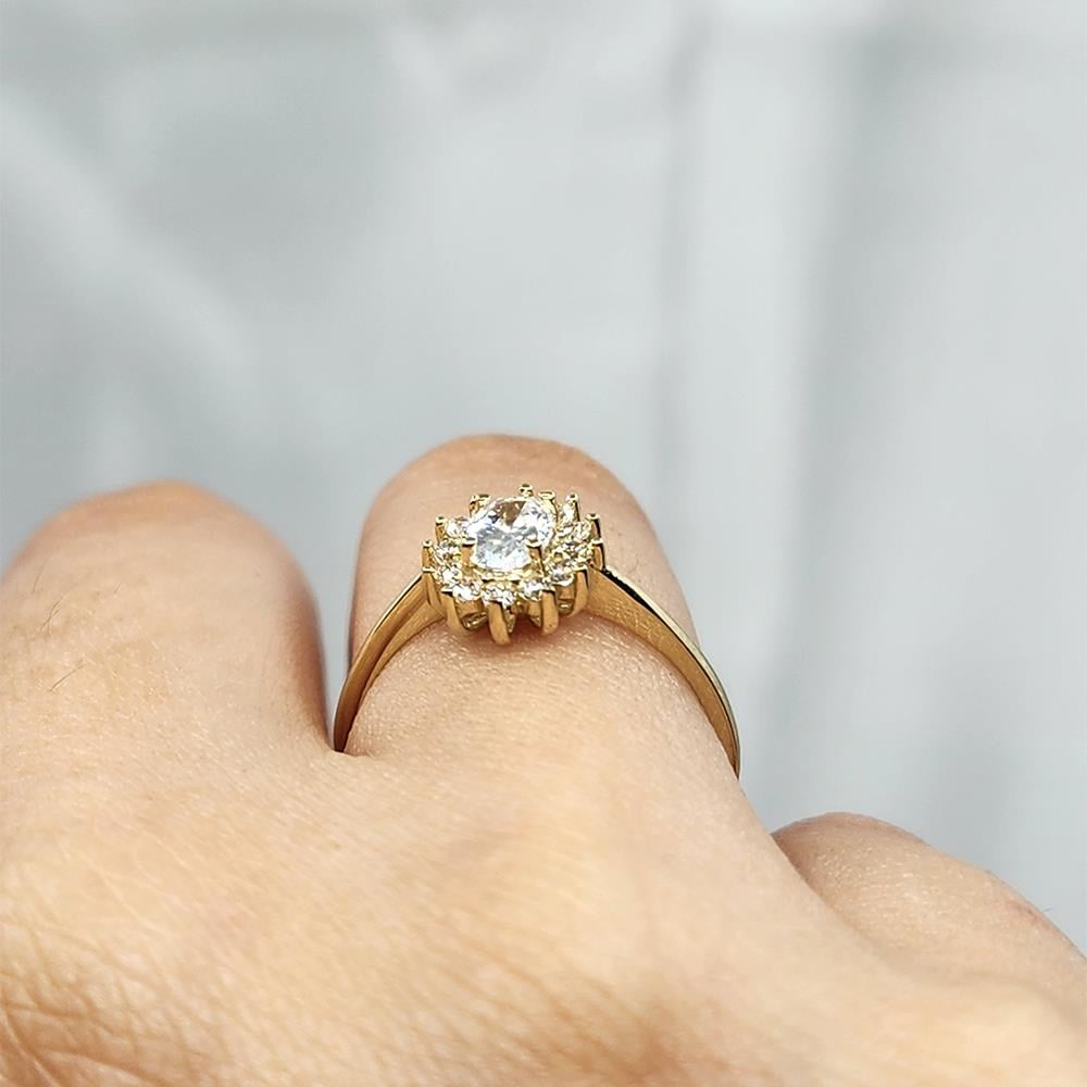 FasekgoldGÜMÜŞ YÜZÜK1,10 Karat Oval 0,24 Karat Signity Swarovski Taşlı Pırlanta Montörü Anturajlı 925 Ayar Gümüş Yüzük