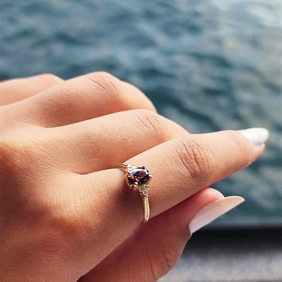 Huma GoldGÜMÜŞ1,20 CT Smoky Taşlı Tek Taş Evlilik Teklifi 925 Ayar Gümüş Yüzük-Tek Taş Hediye 925 Ayar Gümüş Yüzük