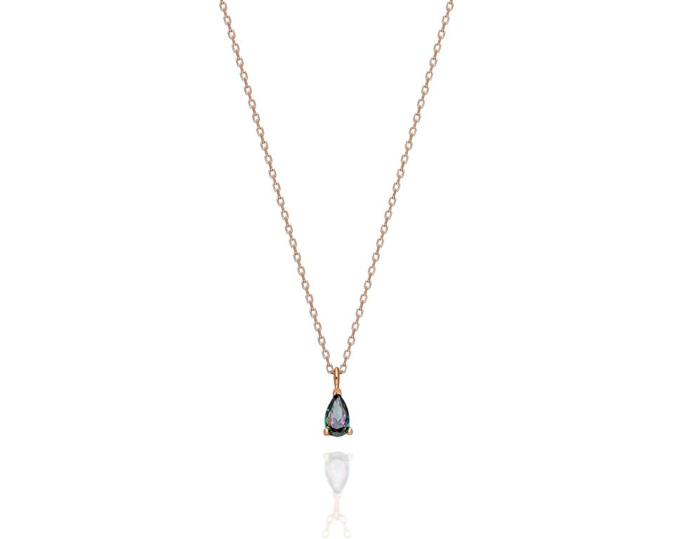 ANKA TAKI 585KOLYELER14 Ayar Altın Kolye -0.25Ct Mistik Topaz Aleksantrıt  Pırlanta Montürü  Nano Has Taşlı Altın Kolye-Hediye 14 Ayar Altın Kolye