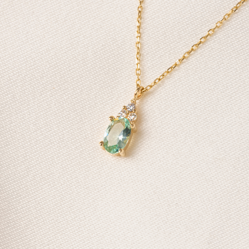 FasekGoldKOLYELER14 Ayar Altın Kolye-1.53Ct Nano Peridot ,Pırlanta Montürü Altın Kolye-Hediye Pırlanta Motürü Altın Kolye