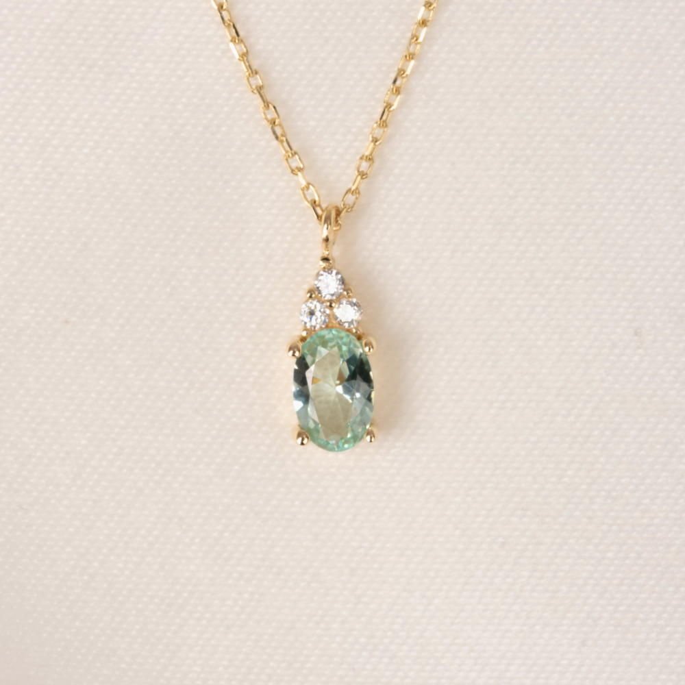 FasekGoldKOLYELER14 Ayar Altın Kolye-1.53Ct Nano Peridot ,Pırlanta Montürü Altın Kolye-Hediye Pırlanta Motürü Altın Kolye