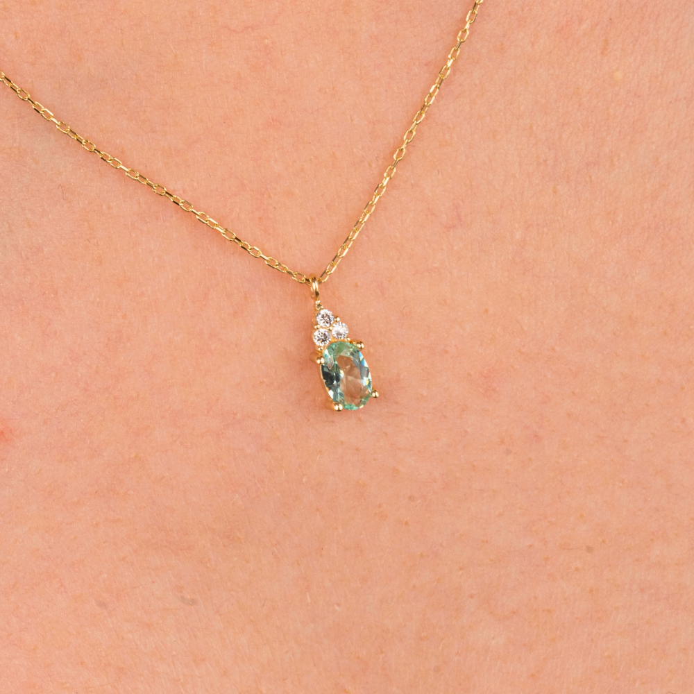 FasekGoldKOLYELER14 Ayar Altın Kolye-1.53Ct Nano Peridot ,Pırlanta Montürü Altın Kolye-Hediye Pırlanta Motürü Altın Kolye