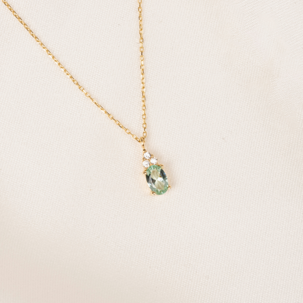 FasekGoldKOLYELER14 Ayar Altın Kolye-1.53Ct Nano Peridot ,Pırlanta Montürü Altın Kolye-Hediye Pırlanta Motürü Altın Kolye