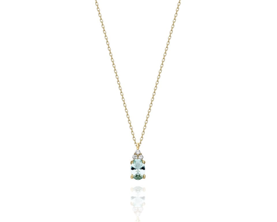 ANKA TAKI 585KOLYELER14 Ayar Altın Kolye-1.53Ct Nano Peridot ,Pırlanta Montürü Altın Kolye-Hediye Pırlanta Motürü Altın Kolye
