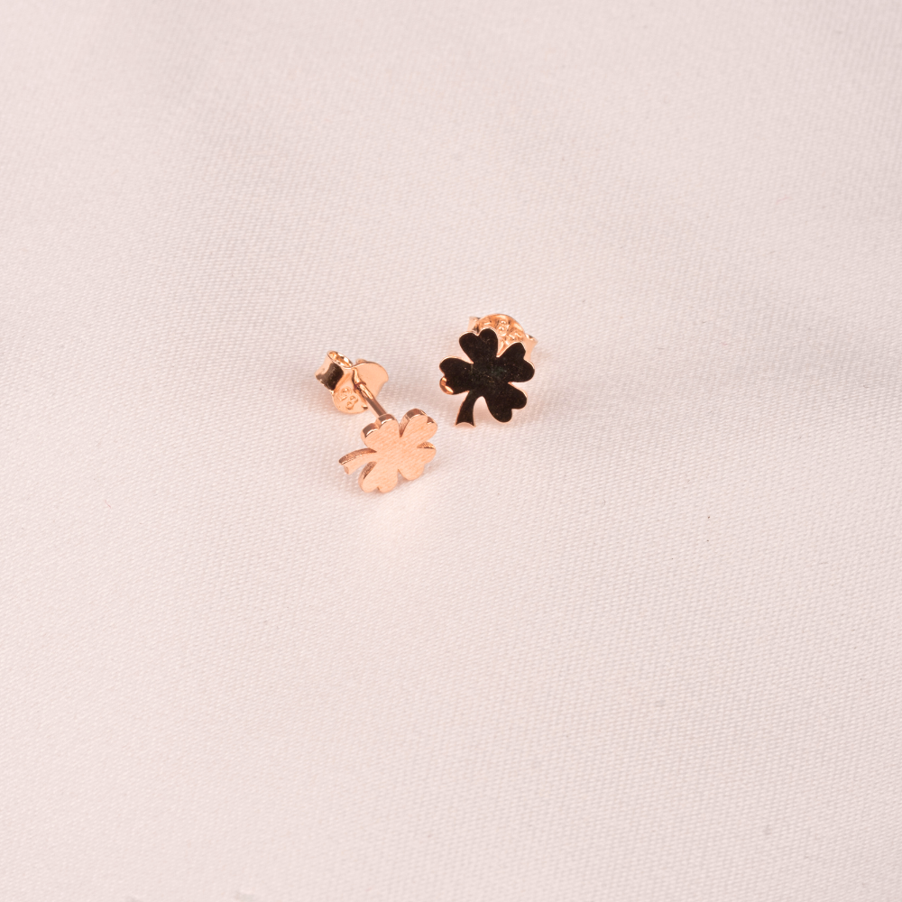 FasekGoldKÜPELER14 Ayar Altın Minimal Yonca Yaprağı Küpe