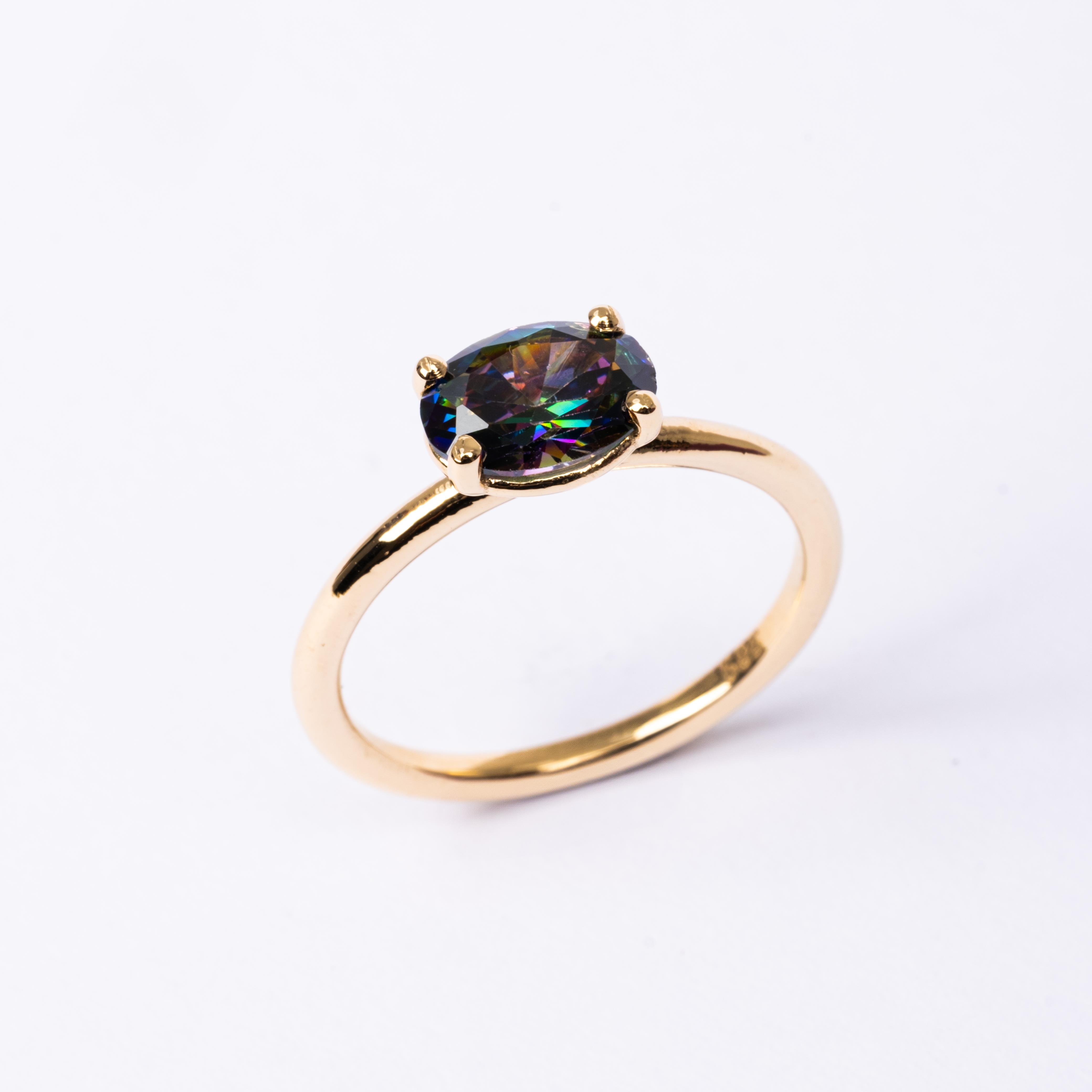 FasekGoldGÜMÜŞ2.60Ct Lopez Tek Taş 925 Ayar Gümüş Yüzük-Tek Taş 925 Ayar Gümüş Yüzük-Mistik Topaz Tek Taş Yüzük -Hediye Tek Taş Yüzük