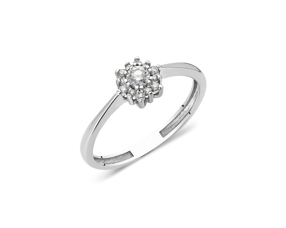 ANKA TAKI 585GÜMÜŞ925 Ayar Beyaz (Rodyumlu) Gümüş Yüzük-0,20 Ct,0,24Ct Pırlanta (sworosky) Taşlı Gül Evlilik Teklifi Yüzügü-Hediye14 Ayar Tektaş Yüzük