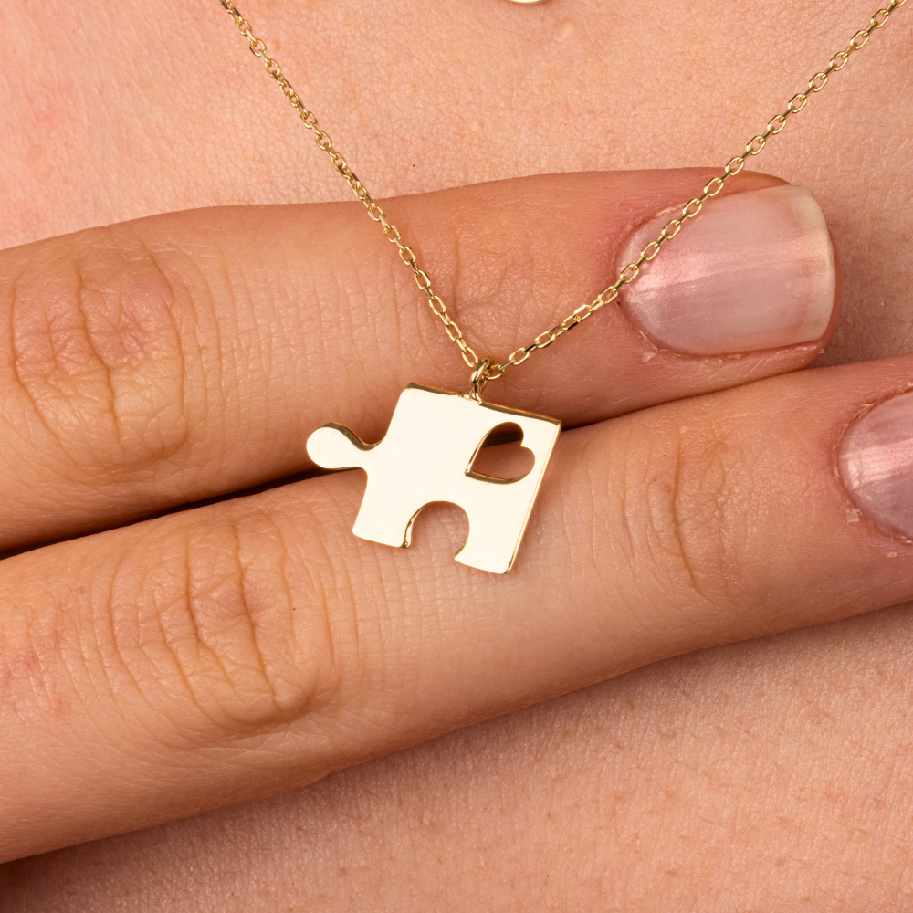 FasekGoldKOLYELERAltın Kolye - Kalpli Puzzle 14 Ayar Altın Kolye
