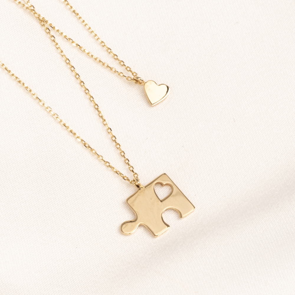 FasekGoldKOLYELERAltın Kolye - Kalpli Puzzle 14 Ayar Altın Kolye