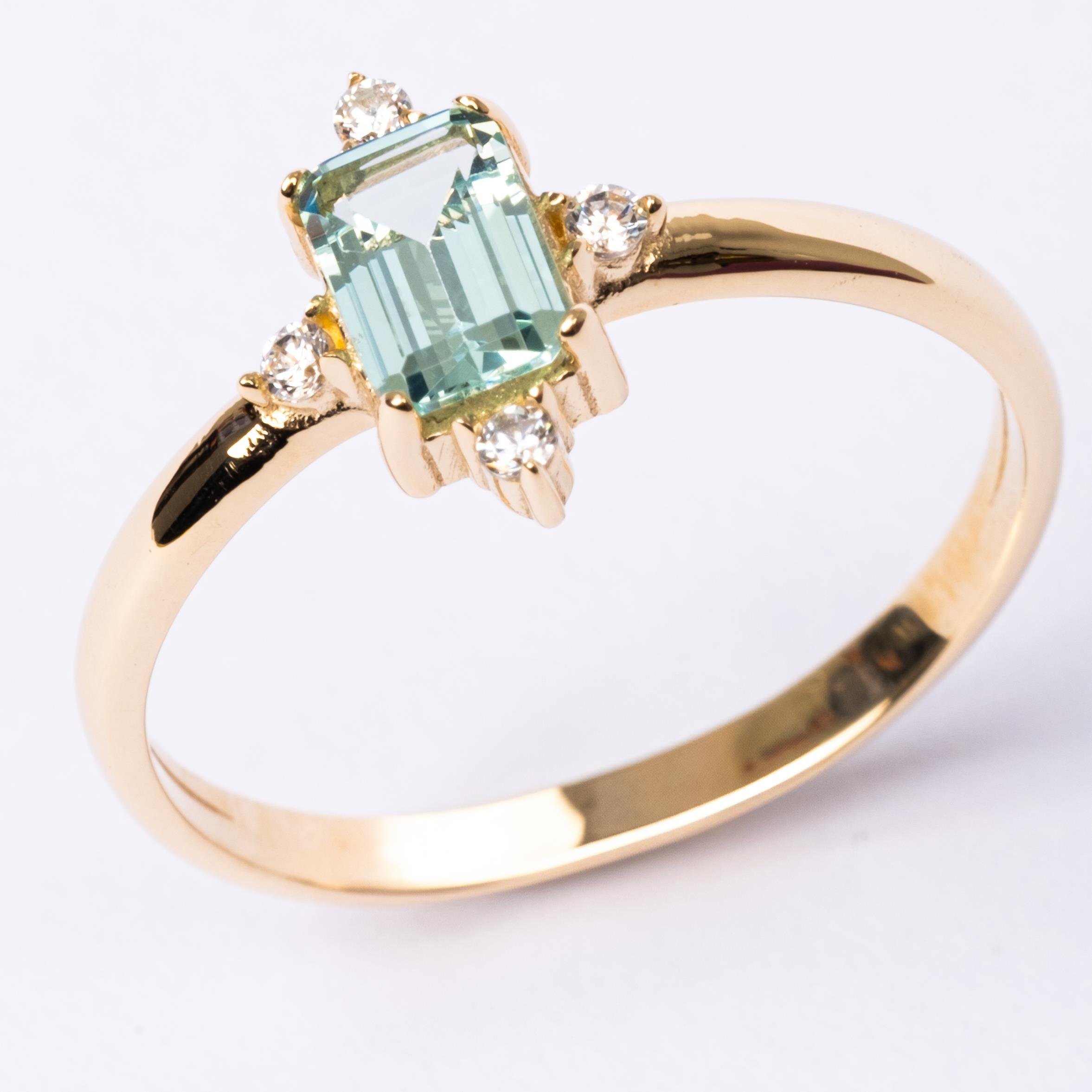 FasekGoldYÜZÜKLERAltın Yüzük - 14 Ayar Altın 0.95 Karat Radyant Kesim Topaz Taşlı Yüzük - Hediyelik Altın Yüzük
