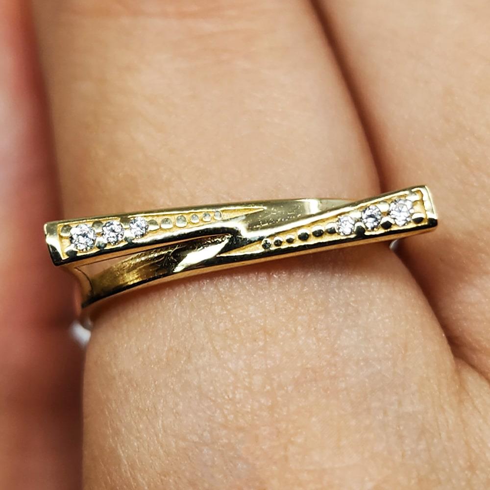 FasekGoldYÜZÜKLERAltın Yüzük - 14 Ayar Altın Fantezi Swarovski Taşlı Gösterişli Yüzük - Anneler Günü Altın Yüzük