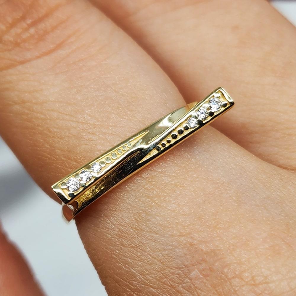 FasekGoldYÜZÜKLERAltın Yüzük - 14 Ayar Altın Fantezi Swarovski Taşlı Gösterişli Yüzük - Anneler Günü Altın Yüzük