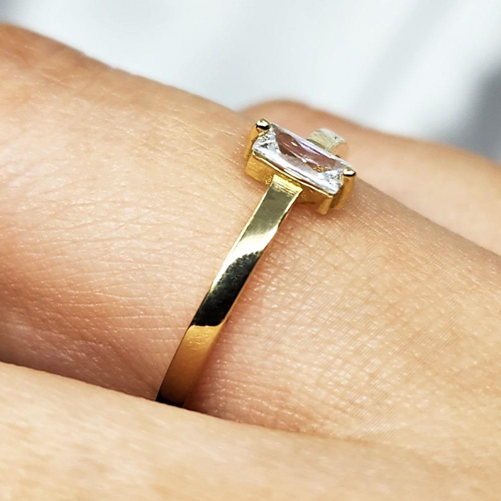 FasekGoldYÜZÜKLERBaget Altın Yüzük - 14 Ayar Altın Fantazi Swarovski Taşlı Tek Taş Yüzük - Tektaş Altın Yüzük
