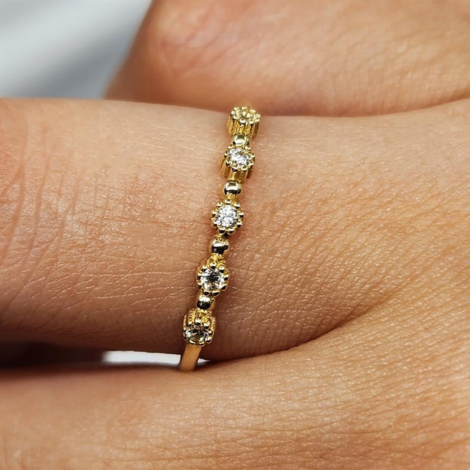 FasekGoldGÜMÜŞBeş Taş 0,45CT Pırlanta Montörü Evlilik Alyansı-Pırlanta(Signity Taşlı)Alyans-Hediye Gümüş Yüzük 