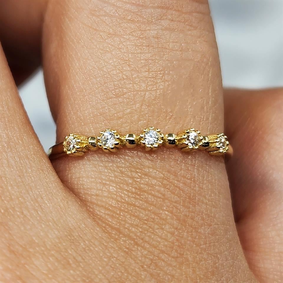 FasekGoldGÜMÜŞBeş Taş 0,45CT Pırlanta Montörü Evlilik Alyansı-Pırlanta(Signity Taşlı)Alyans-Hediye Gümüş Yüzük 