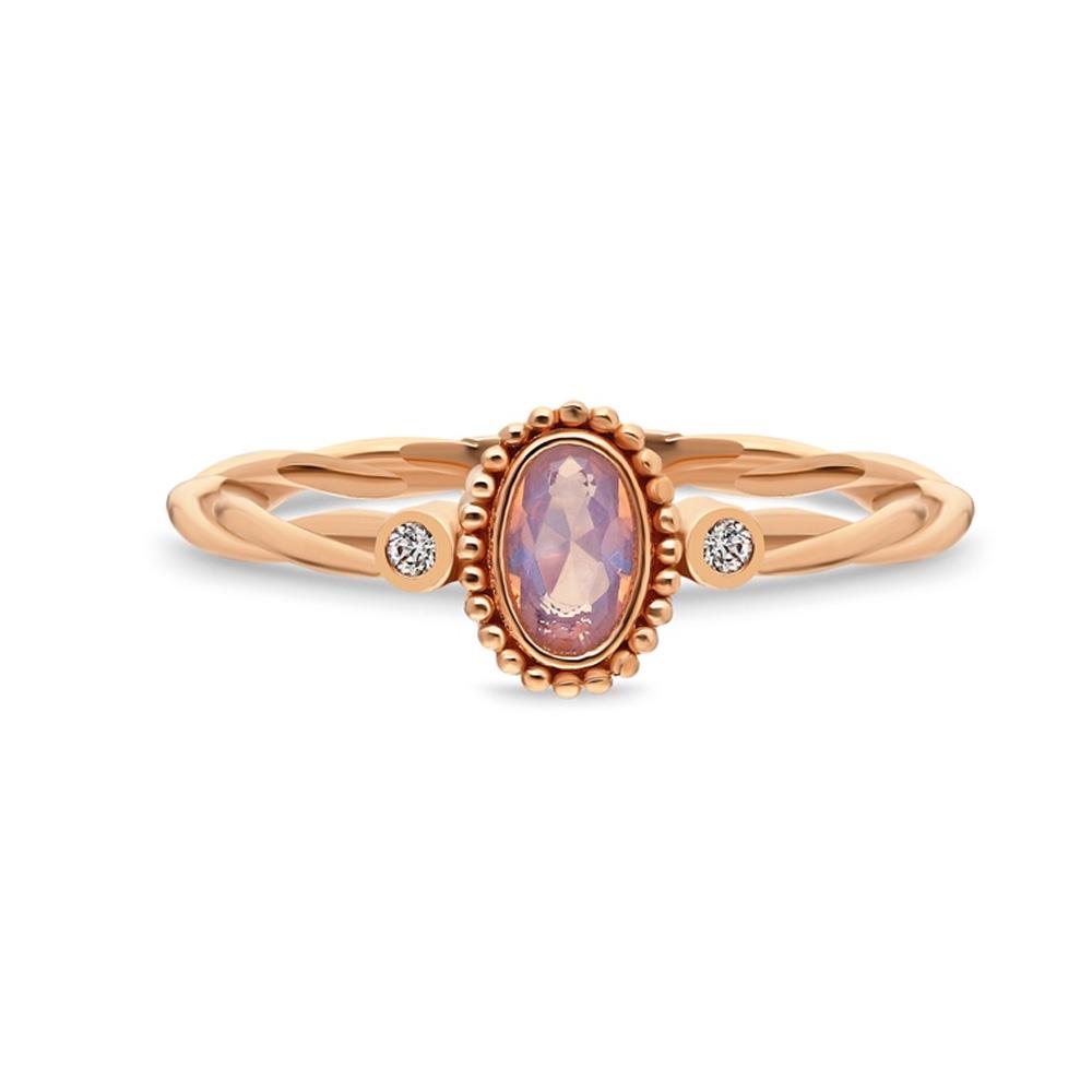 FasekGoldGÜMÜŞBurgu Gümüş Yüzük - 925 Ayar Altın Tria Burgu 0.30 Karat Pembe Quartz Taşlı Roz Gümüş Yüzük 