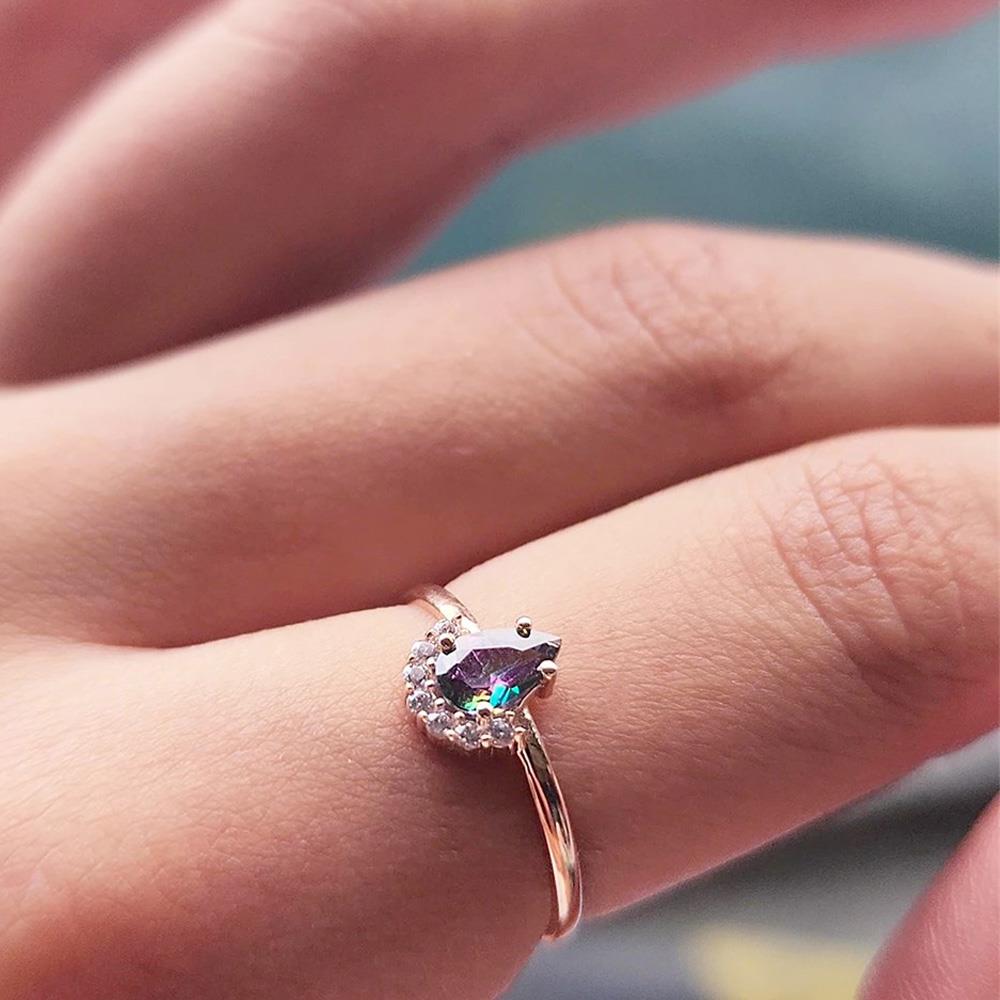 FasekGoldYÜZÜKLERAnna 0.48 CT Mistik Topaz Kraliyet Tacı Pırlanta Montörü 14 Ayar Kadın Yüzük-Altın Kraliyet Yüzük