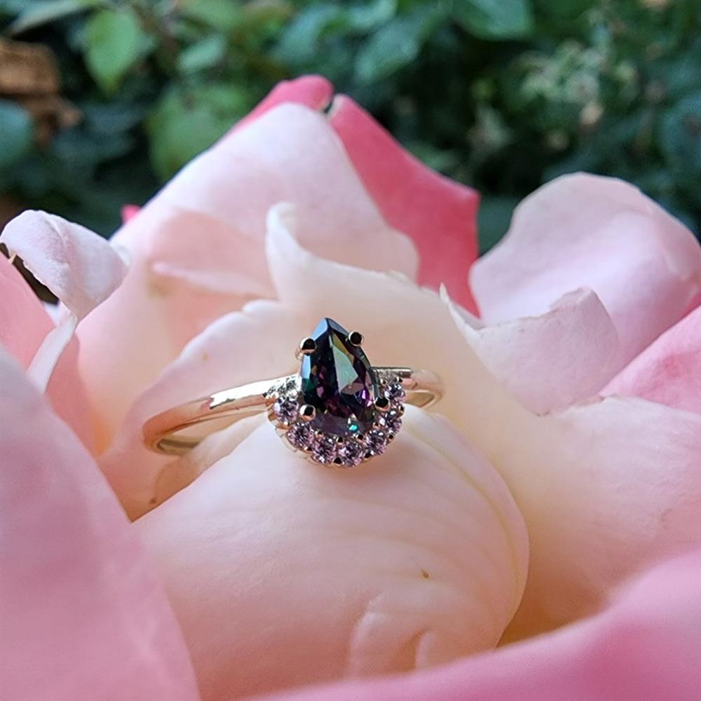 FasekGoldYÜZÜKLERAnna 0.48 CT Mistik Topaz Kraliyet Tacı Pırlanta Montörü 14 Ayar Kadın Yüzük-Altın Kraliyet Yüzük