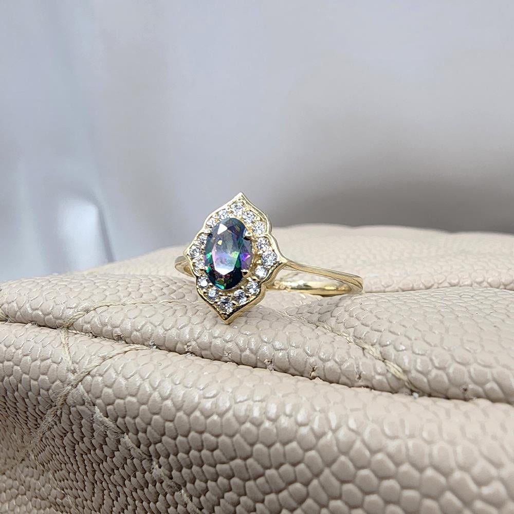 FasekGoldYÜZÜKLERVintage Mistik Topaz Sarı Altın Evlilik Teklifi Hediye 14 Ayar Altın Yüzük -Evlilik Teklifi Yüzüğü