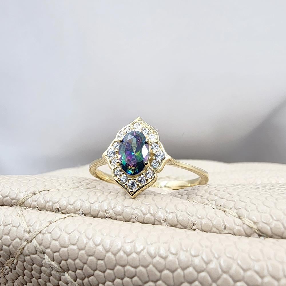 FasekGoldYÜZÜKLERVintage Mistik Topaz Sarı Altın Evlilik Teklifi Hediye 14 Ayar Altın Yüzük -Evlilik Teklifi Yüzüğü