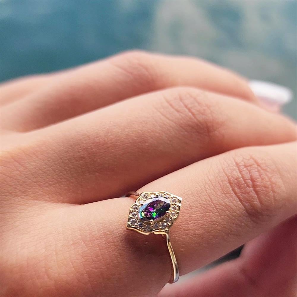 FasekGoldYÜZÜKLERVintage Mistik Topaz Sarı Altın Evlilik Teklifi Hediye 14 Ayar Altın Yüzük -Evlilik Teklifi Yüzüğü