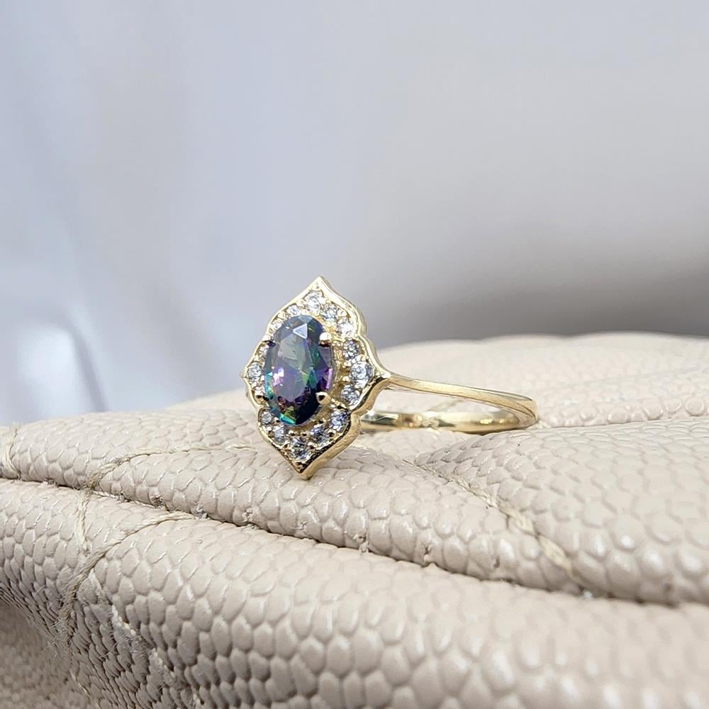 FasekGoldYÜZÜKLERVintage Mistik Topaz Sarı Altın Evlilik Teklifi Hediye 14 Ayar Altın Yüzük -Evlilik Teklifi Yüzüğü