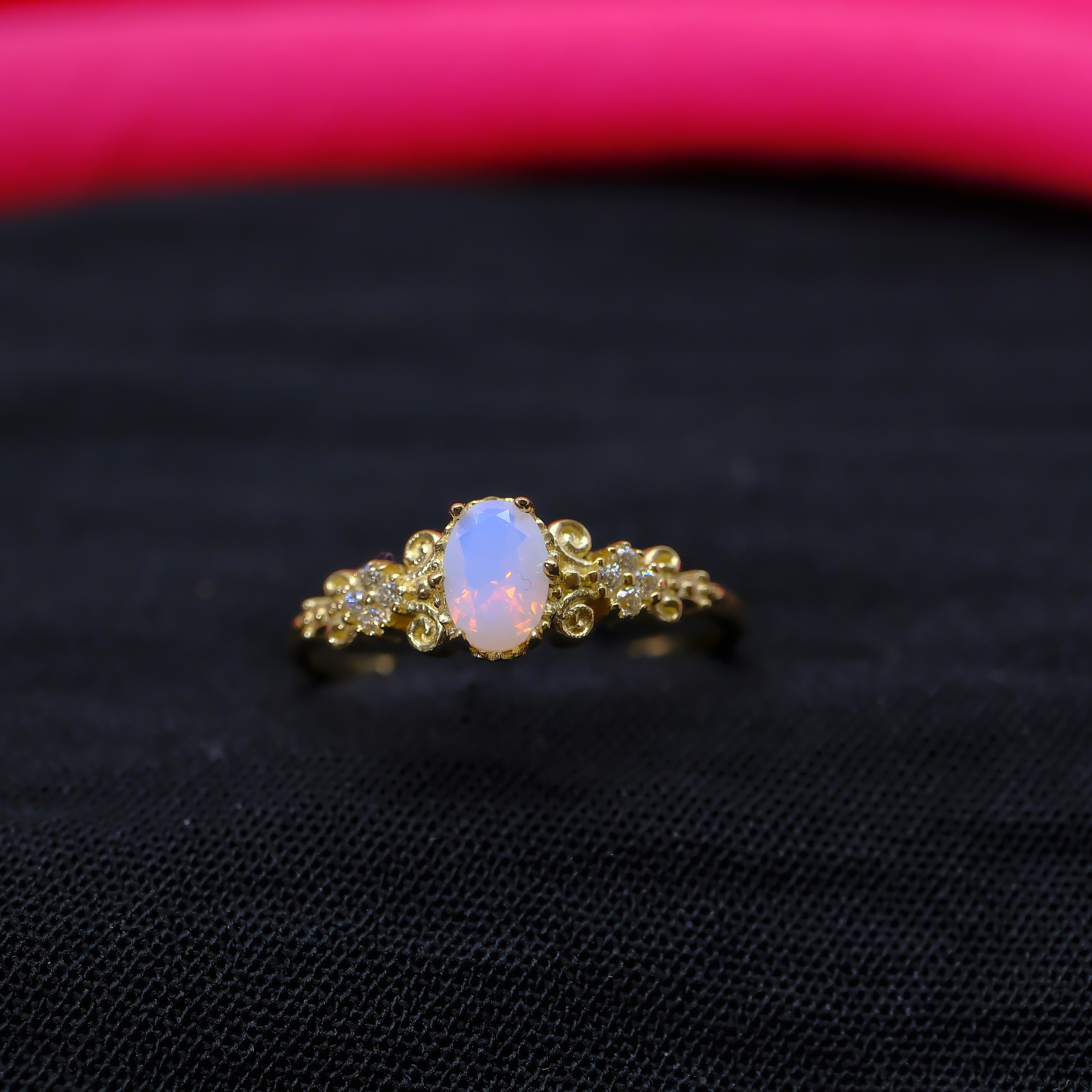 FasekGoldGÜMÜŞFox Love Pembe Quartz Evlilik Teklifi Prenses 925 Ayar 0.50 Karat Gümüş Yüzük
