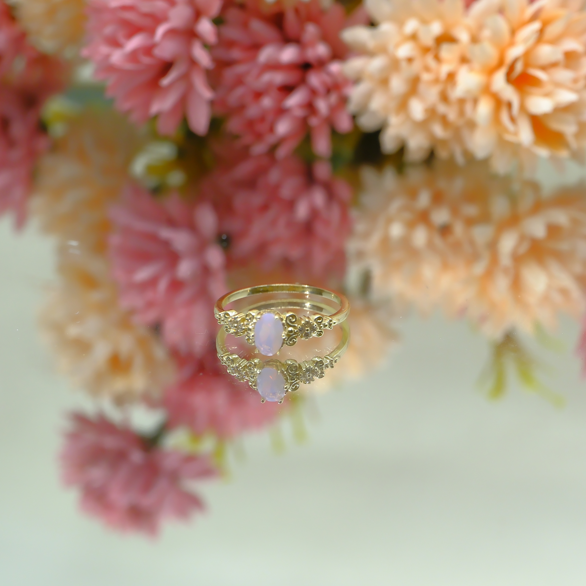FasekGoldGÜMÜŞFox Love Pembe Quartz Evlilik Teklifi Prenses 925 Ayar 0.50 Karat Gümüş Yüzük