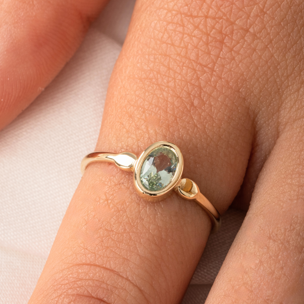 FasekGoldGÜMÜŞGreen Taşlı Tek Taş Evlilik Teklifi Yüzüğü-0.90 Karat Kristal Opal 925 Ayar Gümüş Yüzük