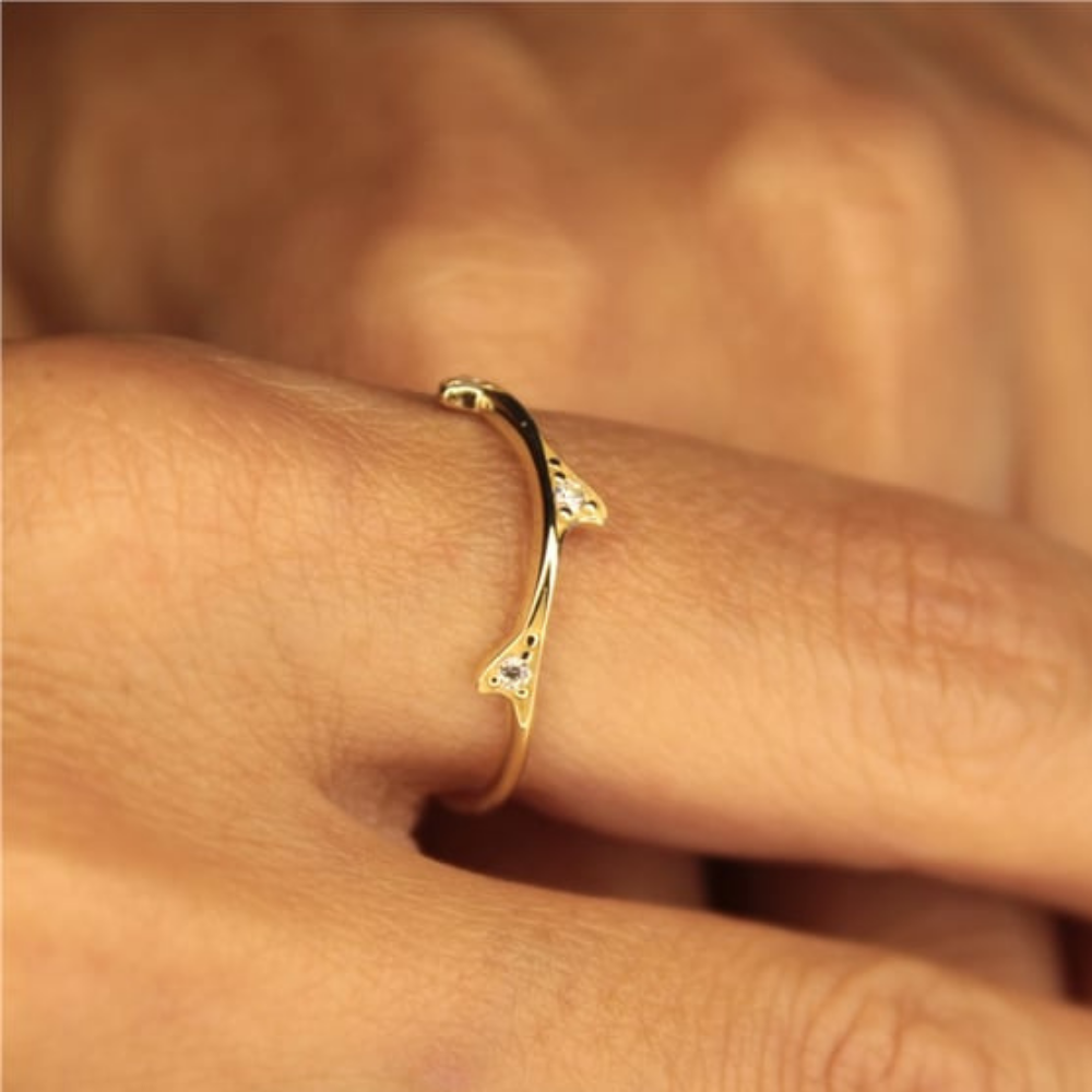 FasekGoldGÜMÜŞGül Dalı 0.25Ct Pırlanta (Signity )Taşlı Eklem Yüzüğü-Hediye Kadın Modern Yüzük 925 Ayar Gümüş Yüzük