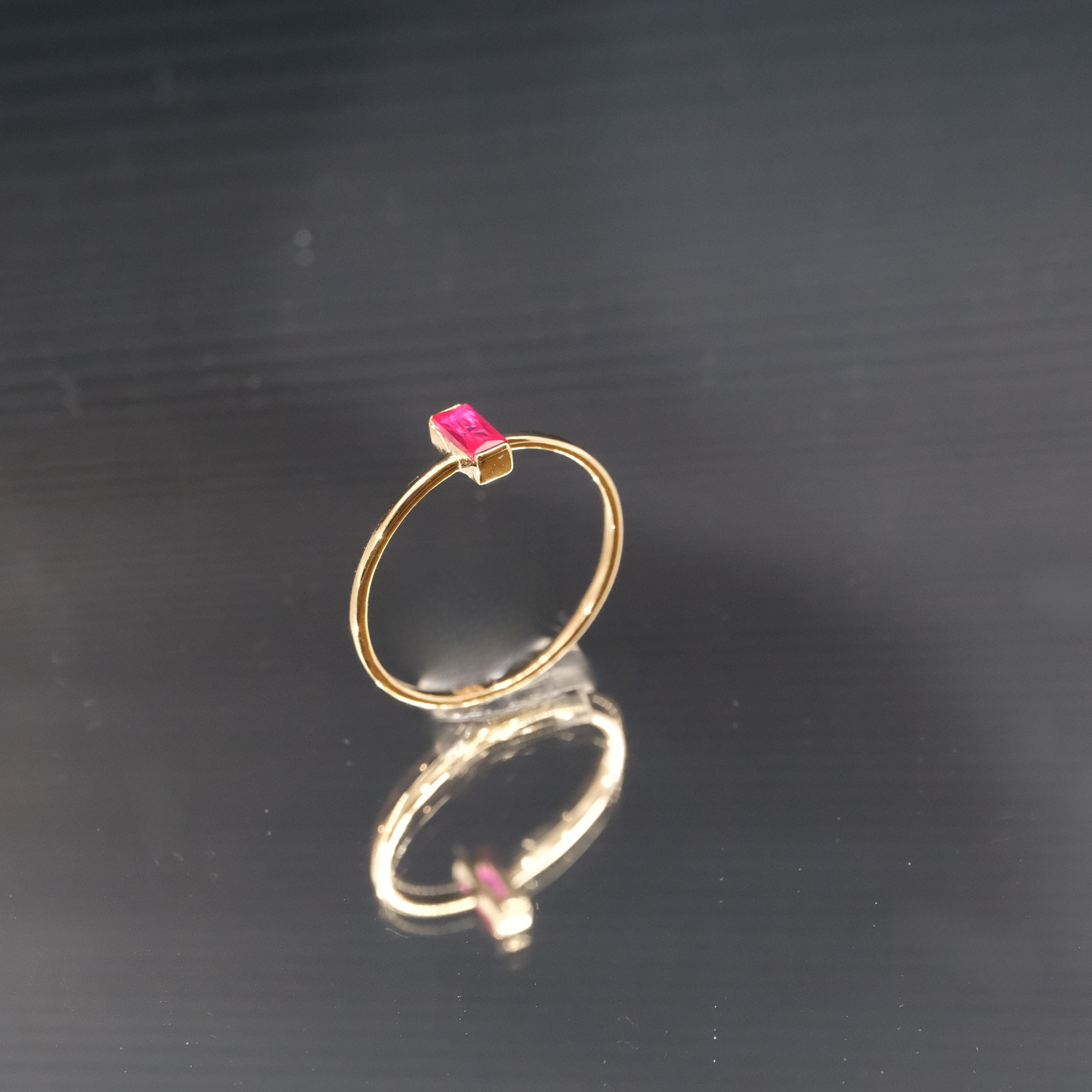 FasekGoldGÜMÜŞGümüş Tektaş Yüzük – Ruby (Yakut) Baget Tektaş