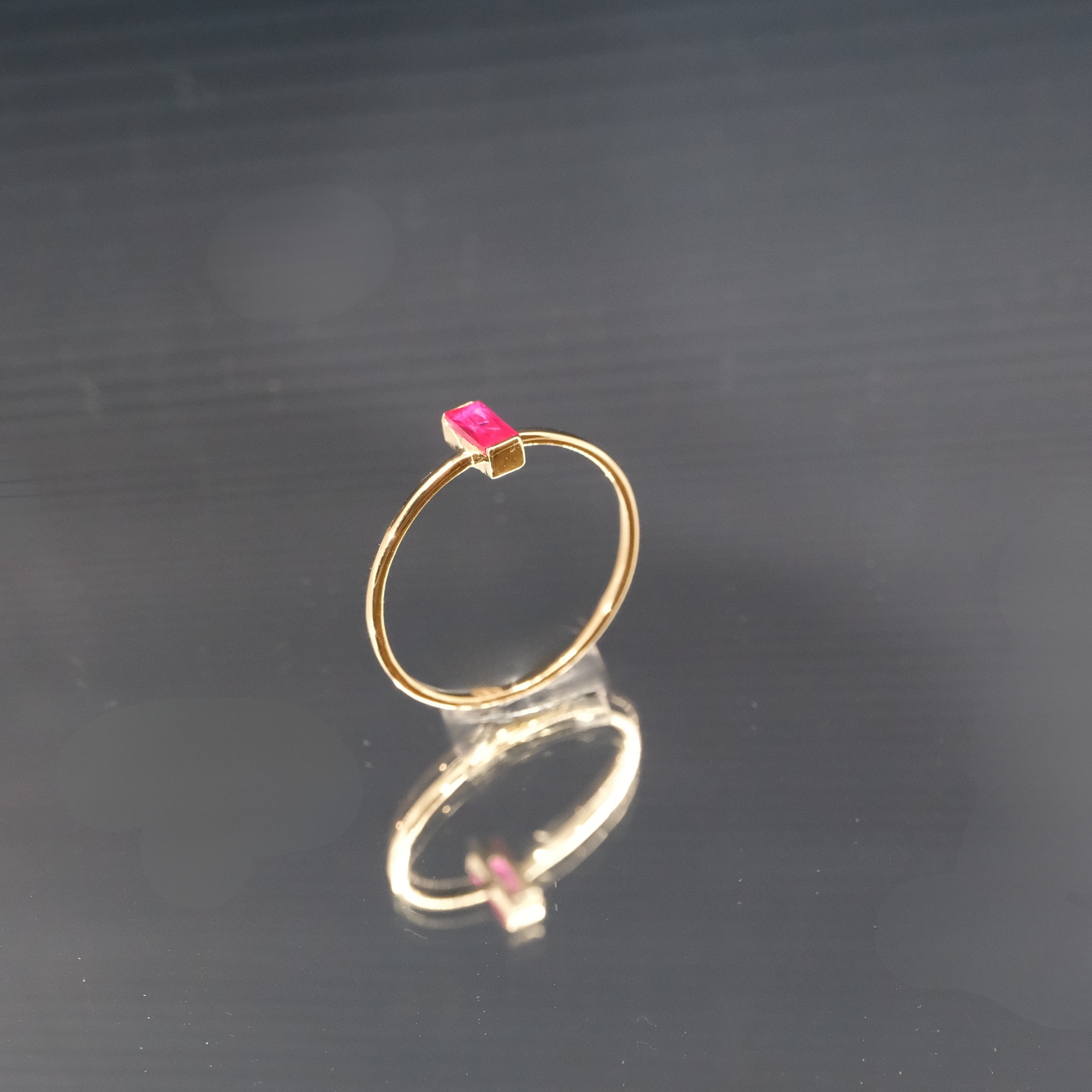 FasekGoldGÜMÜŞGümüş Tektaş Yüzük – Ruby (Yakut) Baget Tektaş