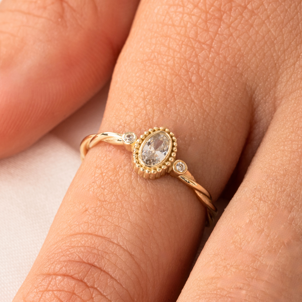 FasekGoldGÜMÜŞGümüş Yüzük - 0.50 Karat Swarovski Taşlı Modern Tasarım 925 Ayar Gümüş Evlilik Teklifi Yüzüğü