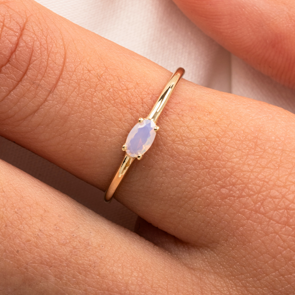 FasekGoldGÜMÜŞGümüş Yüzük - 0.50 Karat Oval Sade Minimal Pembe Kuvars 925 Ayar Tektaş Gümüş Yüzük