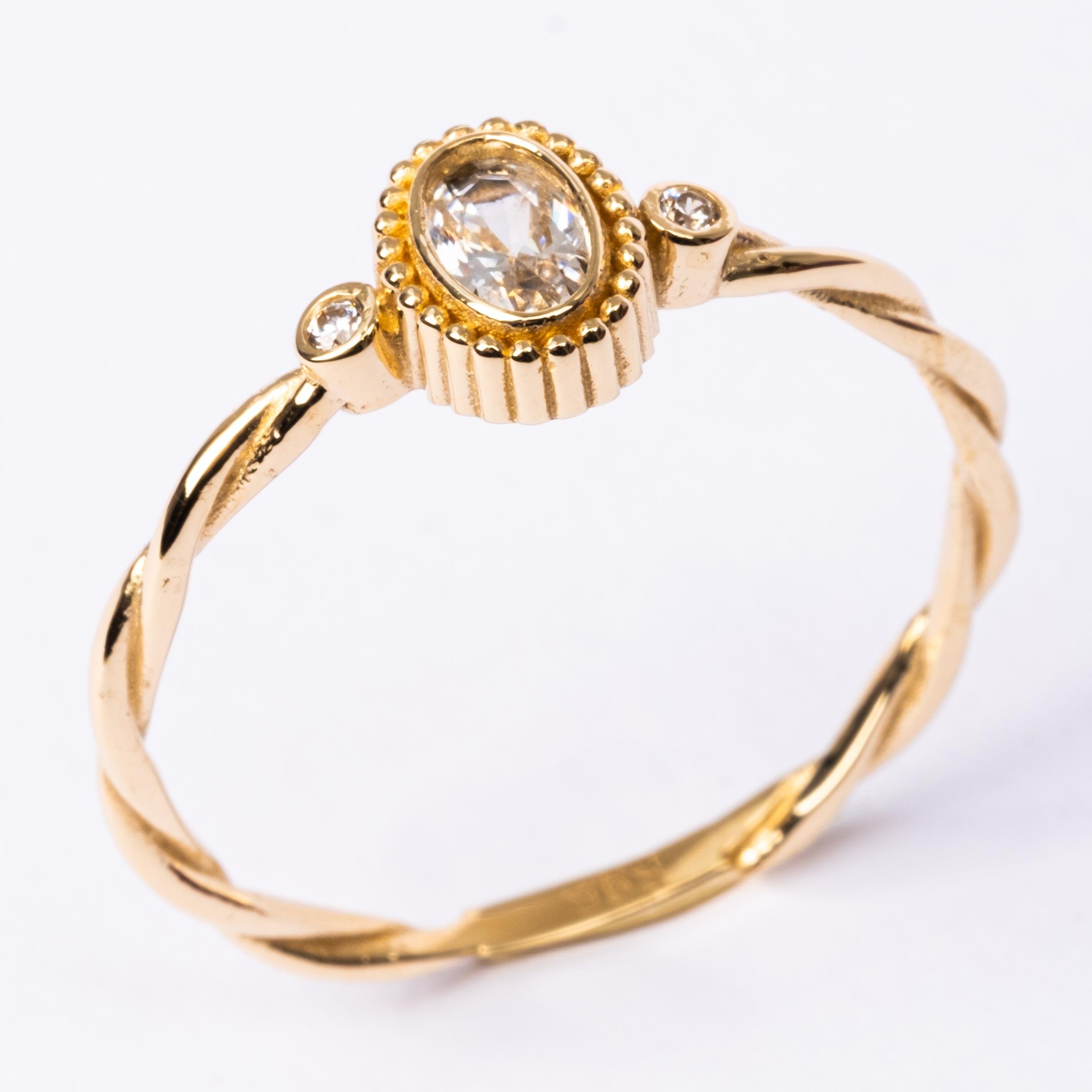 FasekGoldGÜMÜŞGümüş Yüzük - 0.50 Karat Swarovski Taşlı Modern Tasarım 925 Ayar Gümüş Evlilik Teklifi Yüzüğü