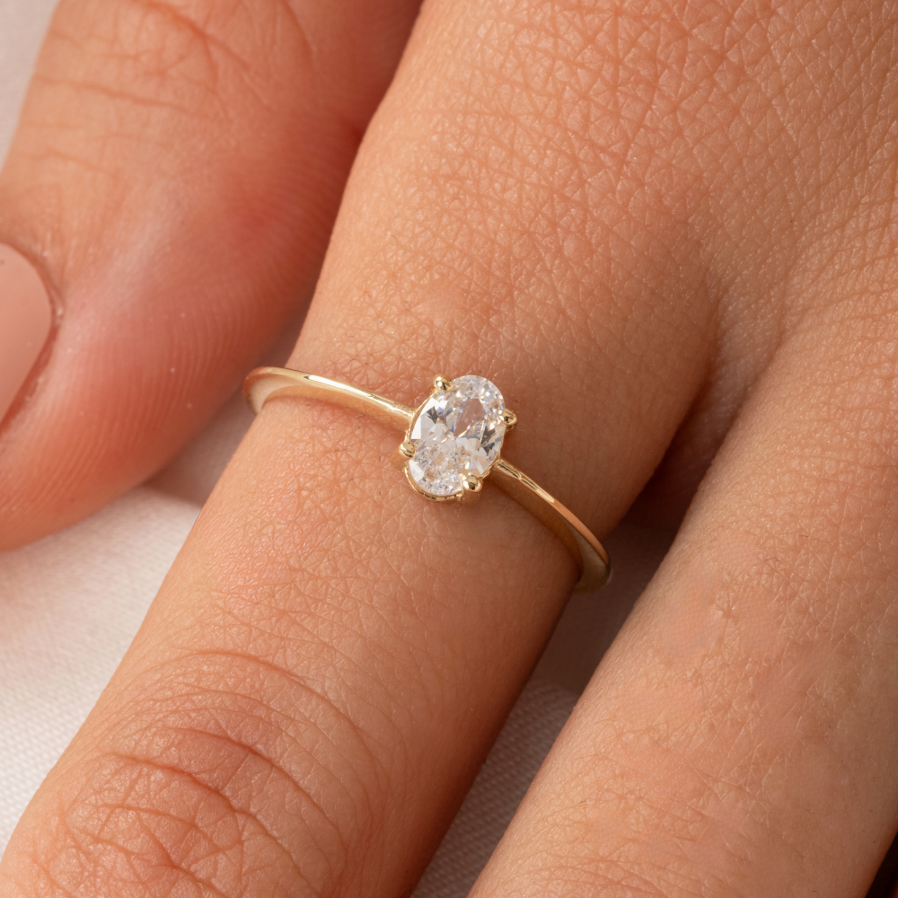 FasekGoldGÜMÜŞGümüş Yüzük - 0.90 Karat Swarovski Tektaş Evlilik Teklifi 925 Ayar Gümüş Tarz Yüzük