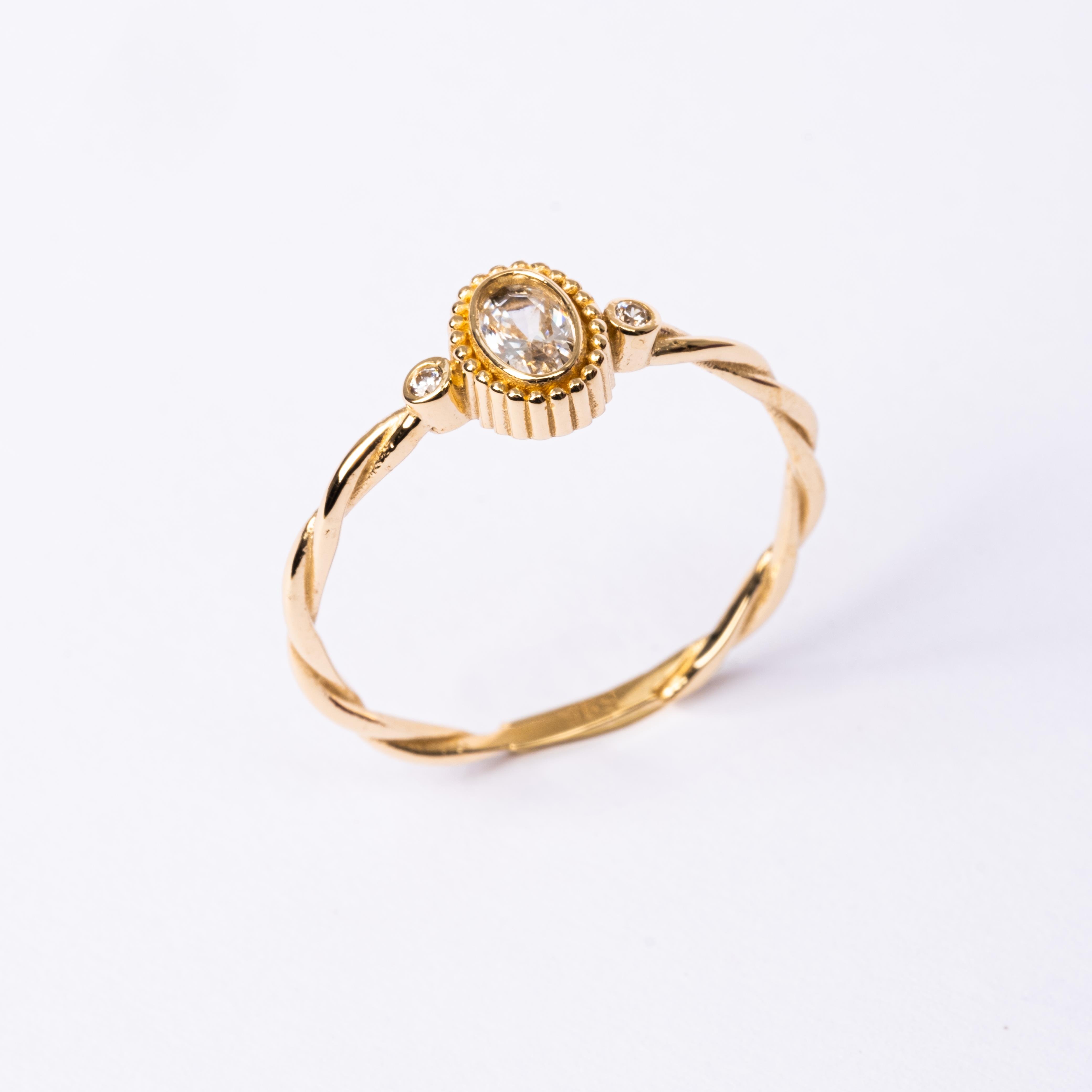 FasekGoldGÜMÜŞGümüş Yüzük - 0.50 Karat Swarovski Taşlı Modern Tasarım 925 Ayar Gümüş Evlilik Teklifi Yüzüğü