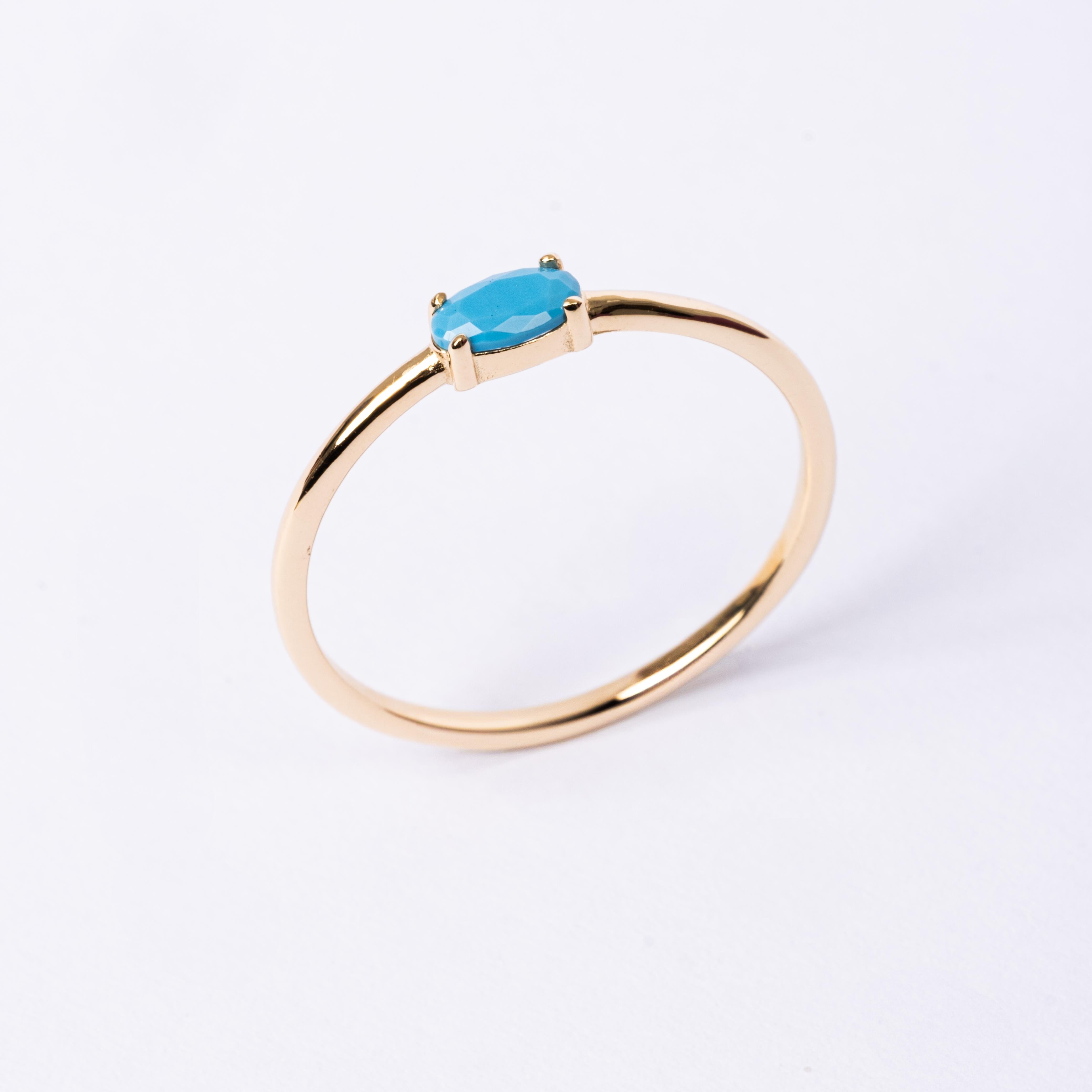 FasekGoldGÜMÜŞGümüş Yüzük - 0.50 Karat Oval Sade Minimal Firuze (Turkuaz) 925 Ayar Tektaş Gümüş Yüzük