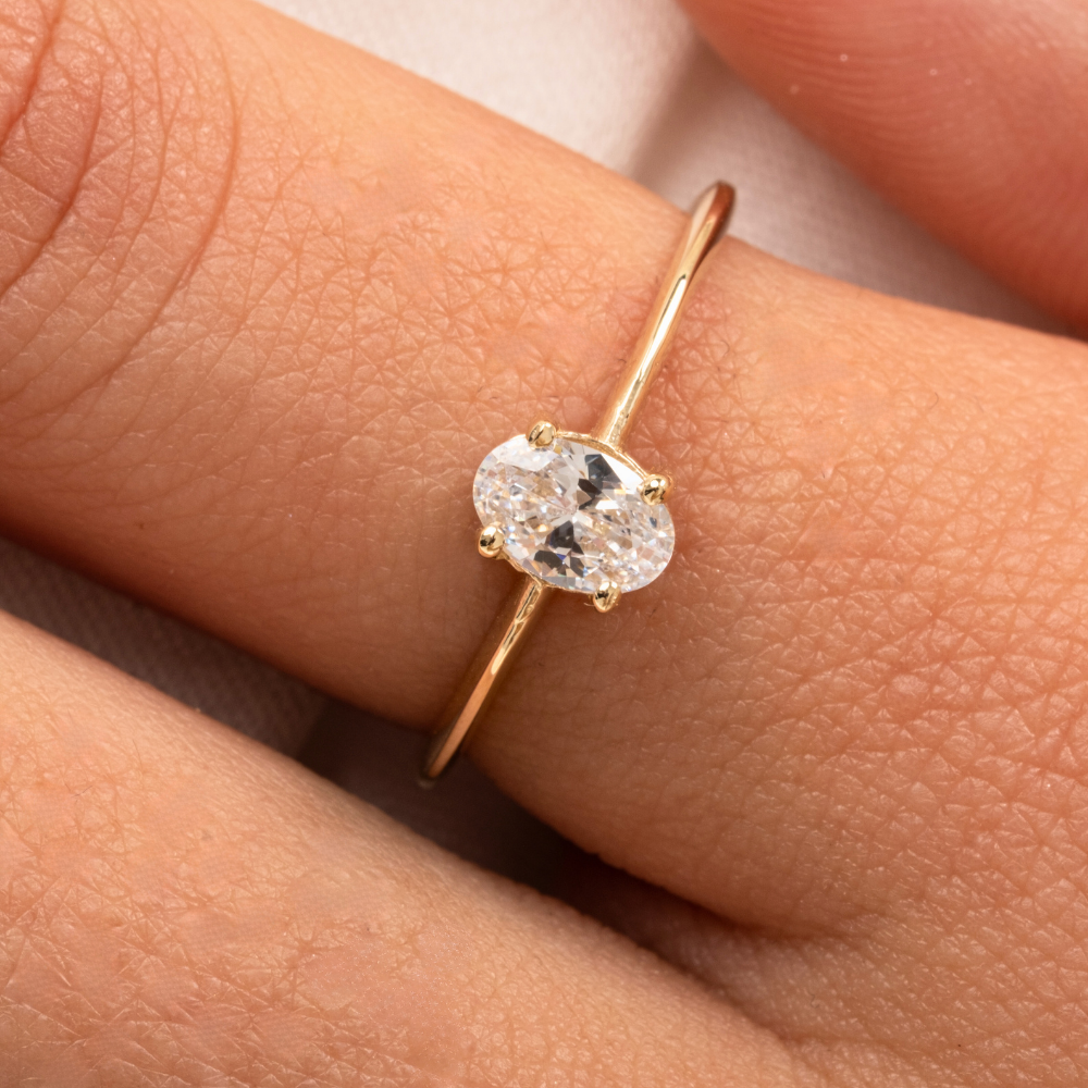 FasekGoldGÜMÜŞGümüş Yüzük - 0.90 Karat Swarovski Tektaş Evlilik Teklifi 925 Ayar Gümüş Tarz Yüzük
