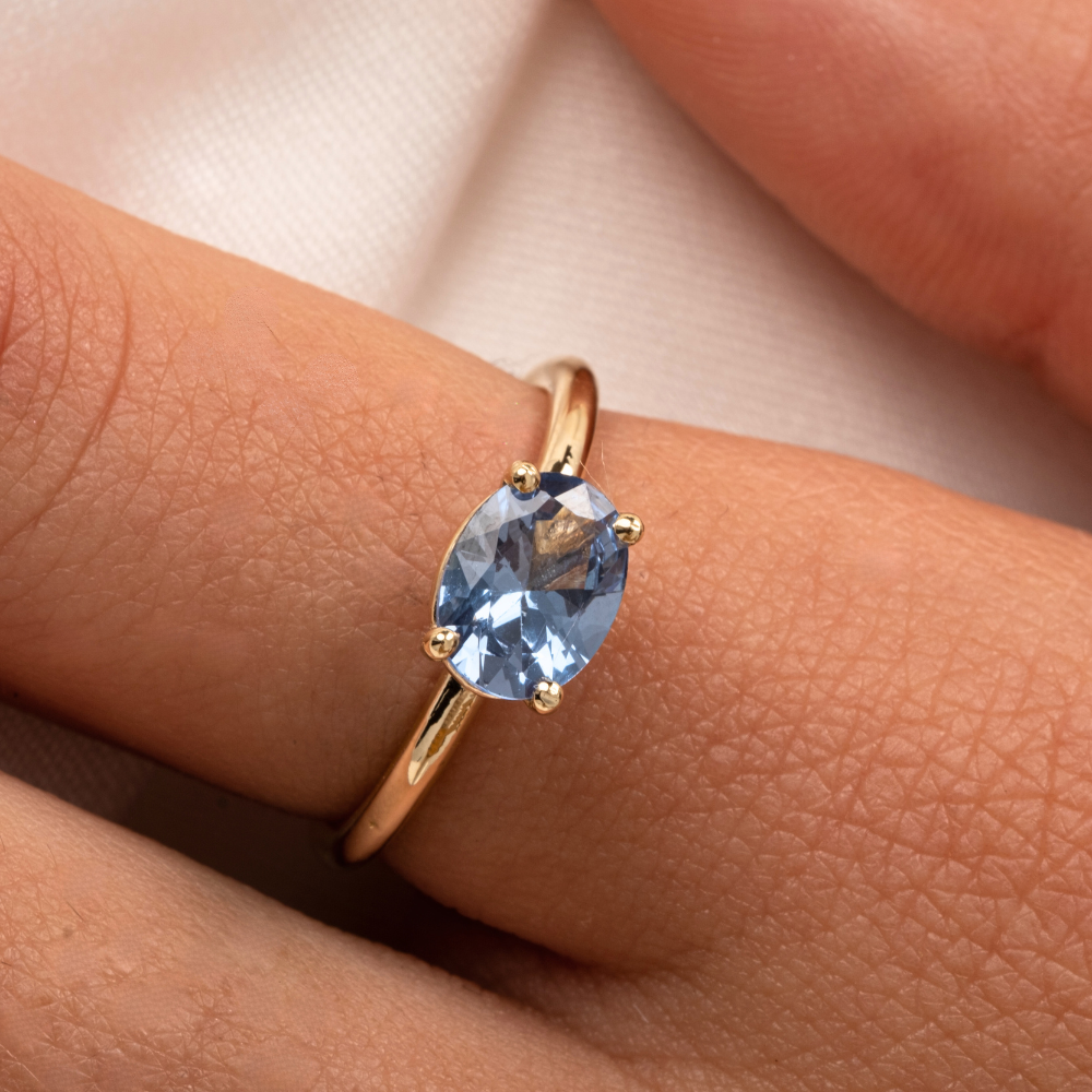 FasekGoldGÜMÜŞGümüş Yüzük - 1.10 Karat Yan Blue Topaz Taşlı Octagon 925 Ayar Gümüş Evlilik Teklifi Yüzüğü