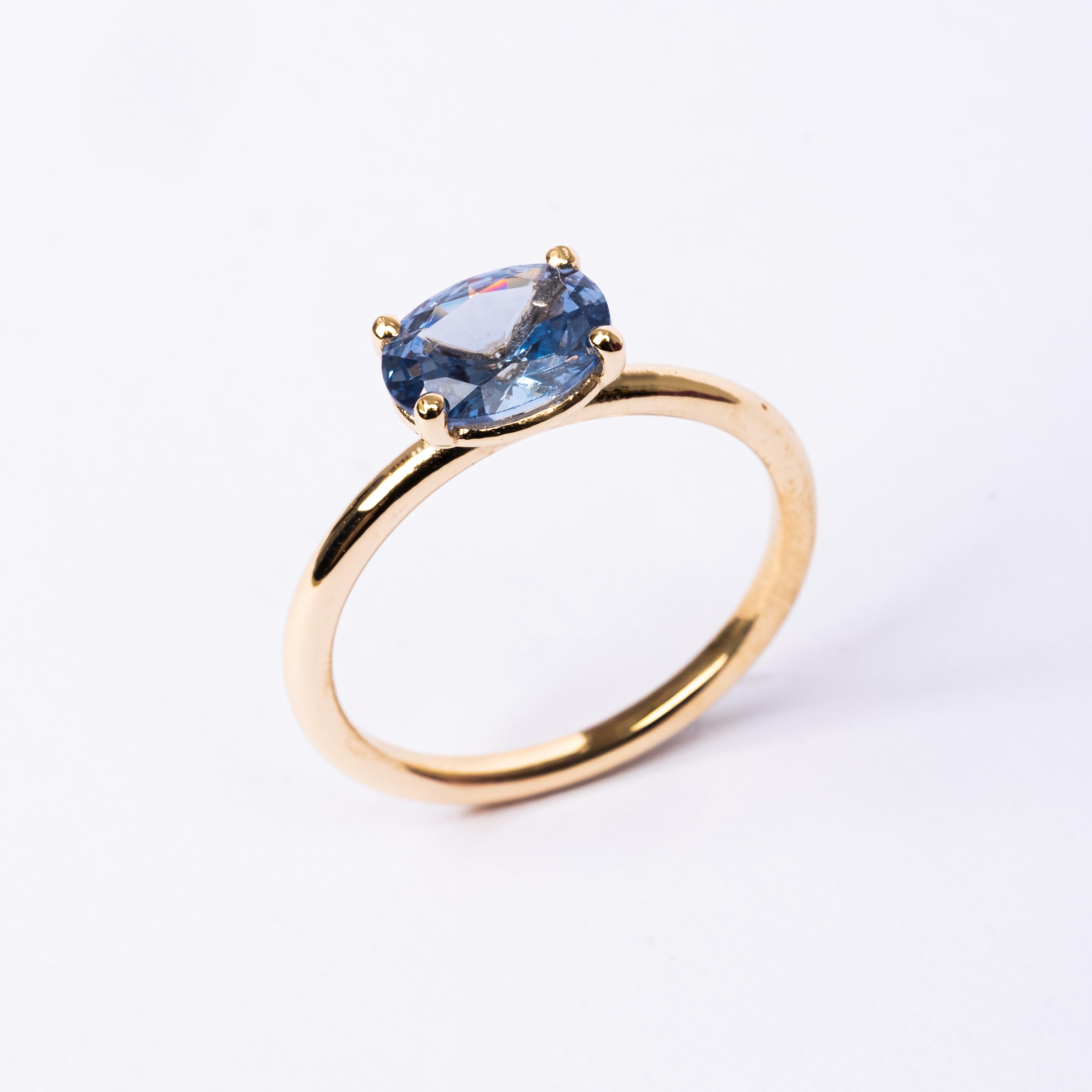 FasekGoldGÜMÜŞGümüş Yüzük - 1.10 Karat Yan Blue Topaz Taşlı Octagon 925 Ayar Gümüş Evlilik Teklifi Yüzüğü