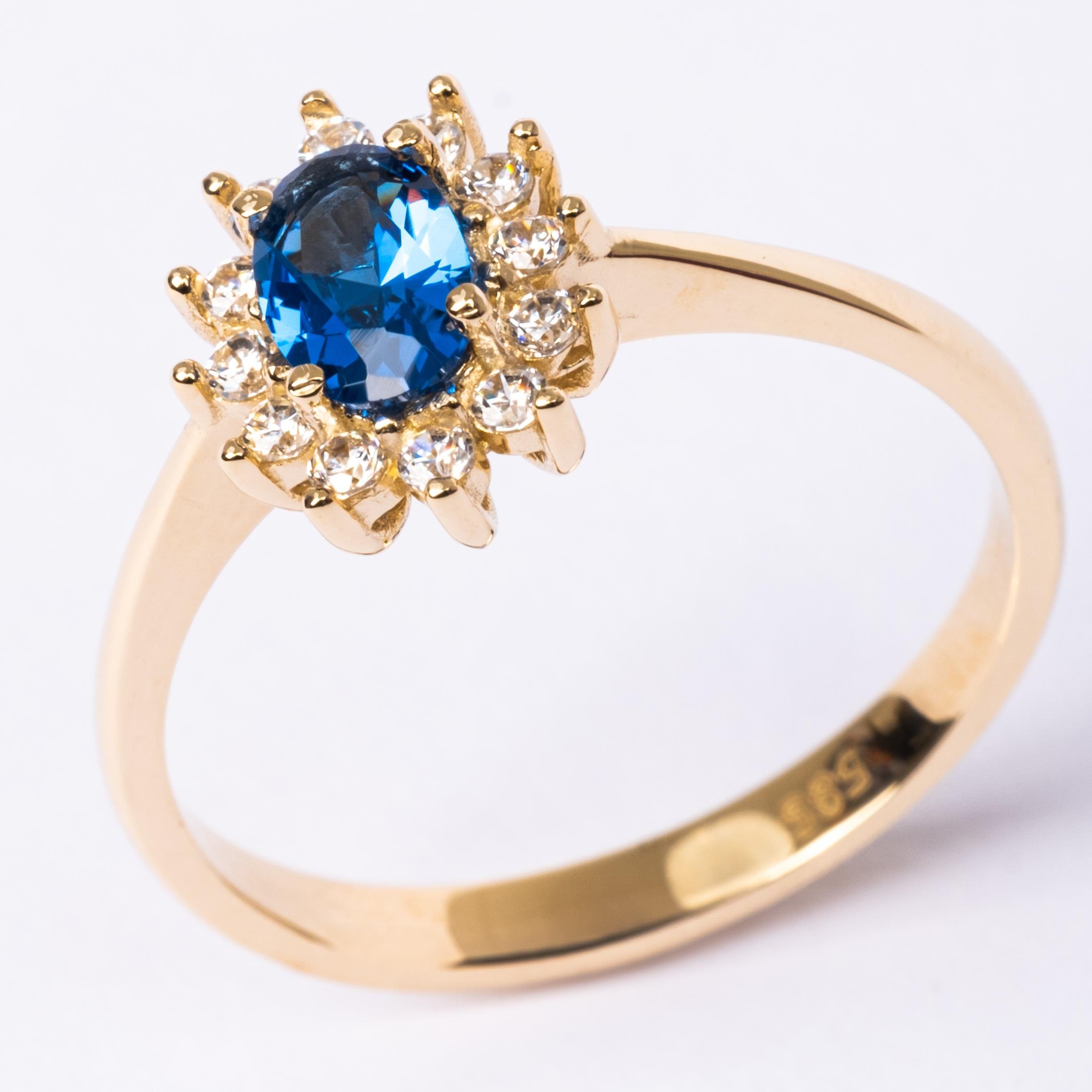 FasekGoldGÜMÜŞGümüş Yüzük - 1.05 Karat Safir Topaz 0.30 Karat Pırlanta (Signty) Taşlı Vintage 925 Ayar Gümüş Yüzük