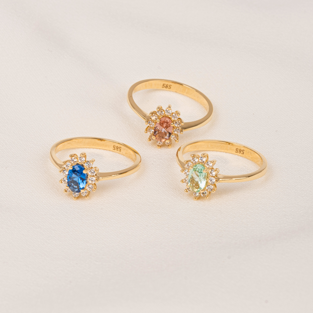 FasekGoldGÜMÜŞGümüş Yüzük - 1.05 Karat Safir Topaz 0.30 Karat Pırlanta (Signty) Taşlı Vintage 925 Ayar Gümüş Yüzük
