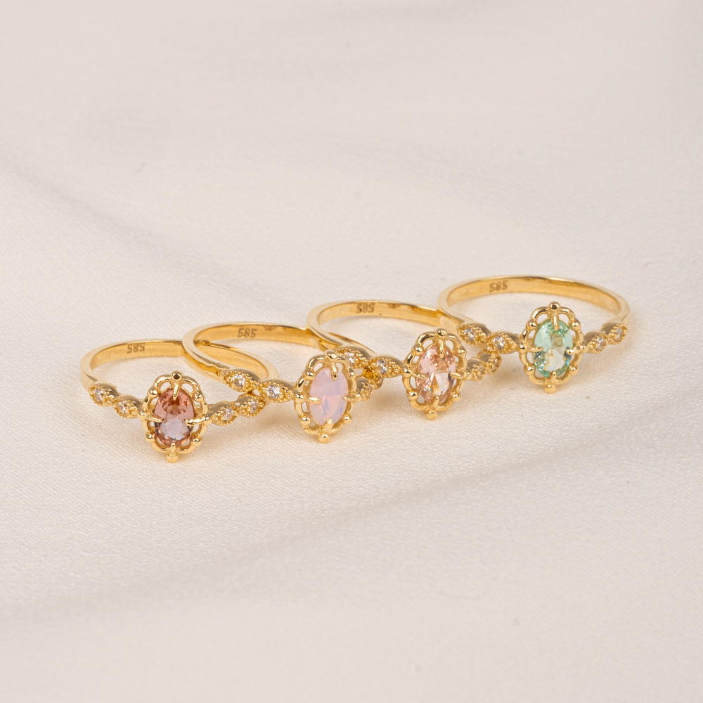 FasekGoldGÜMÜŞGümüş Yüzük - Green Topaz Taşlı Gelin Başı Tektaş 925 Ayar Gümüş Evlilik Teklifi Yüzüğü