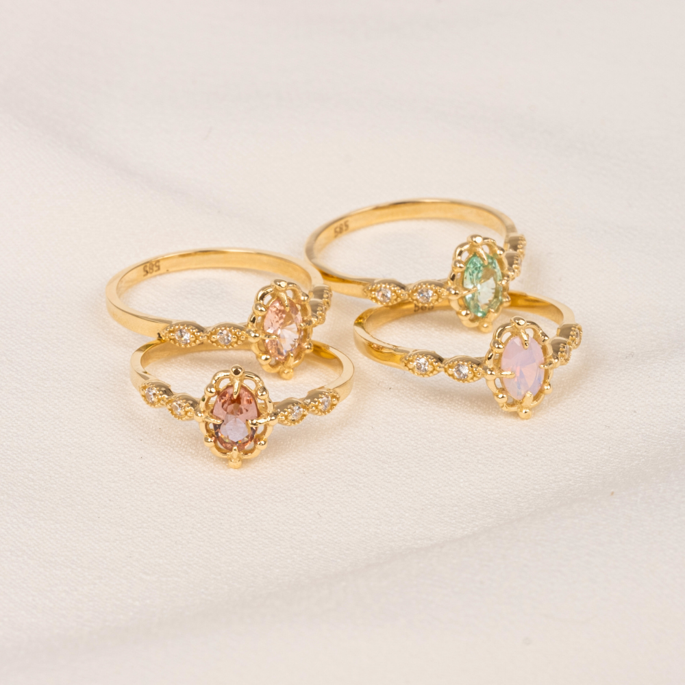 FasekGoldGÜMÜŞGümüş Yüzük - Green Topaz Taşlı Gelin Başı Tektaş 925 Ayar Gümüş Evlilik Teklifi Yüzüğü