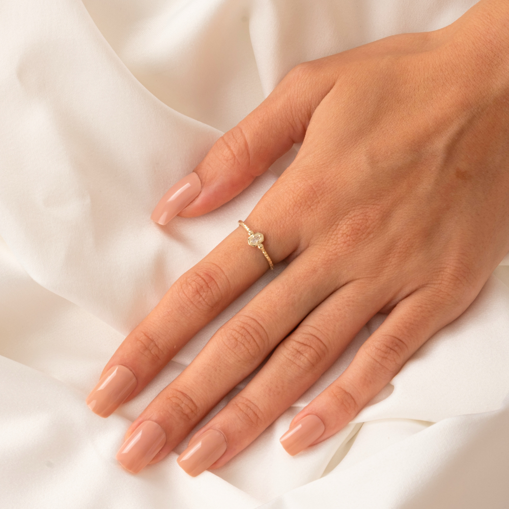FasekGoldGÜMÜŞGümüş Yüzük - Mini Baget Swarovski Taşlı Minimal Özel Tasarım 925 Ayar Gümüş Yüzük