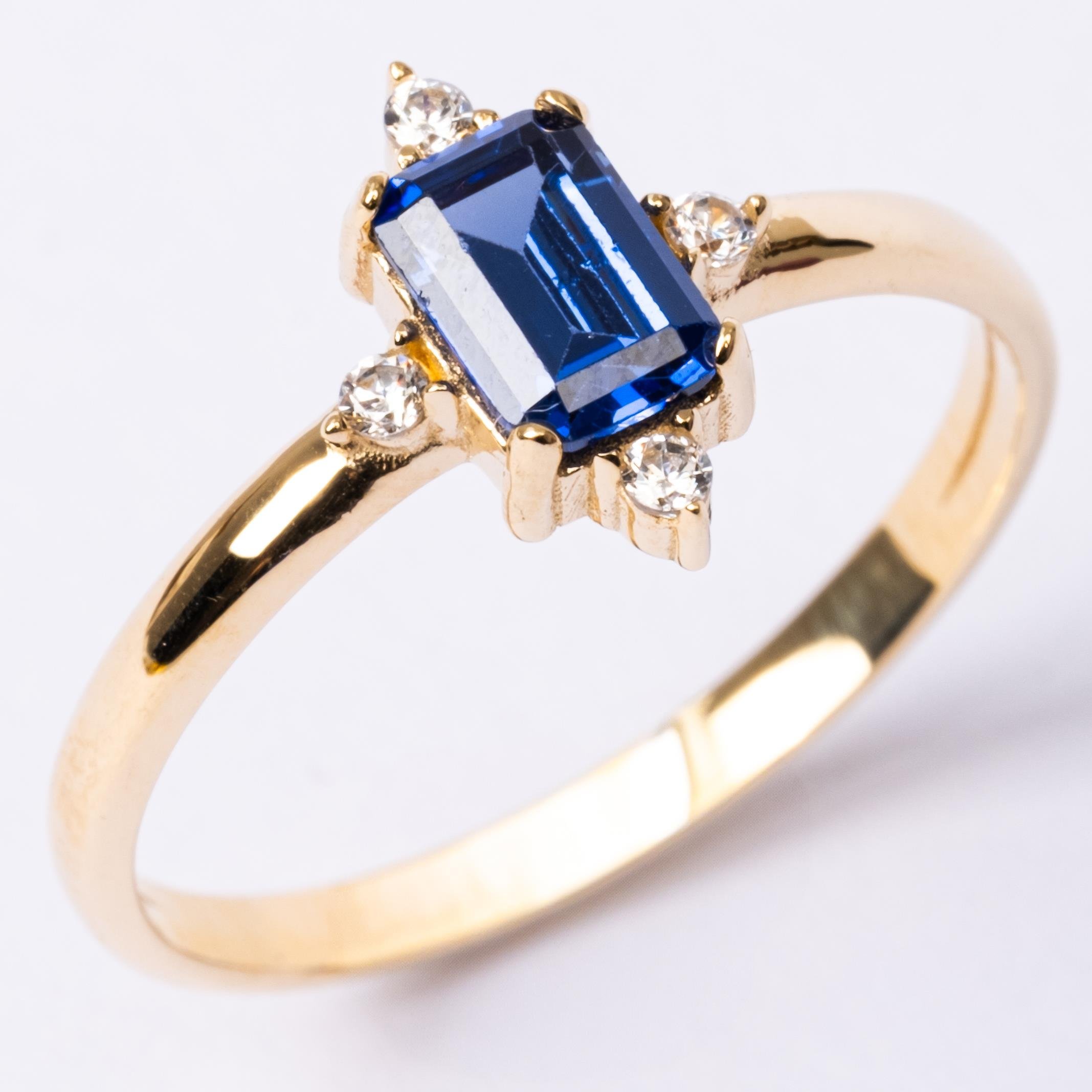 FasekGoldGÜMÜŞGümüş Yüzük - Octagon Kesim Safir Taşlı 0.95 Karat Pırlanta Montorü Şık 925 Ayar Gümüş Yüzük